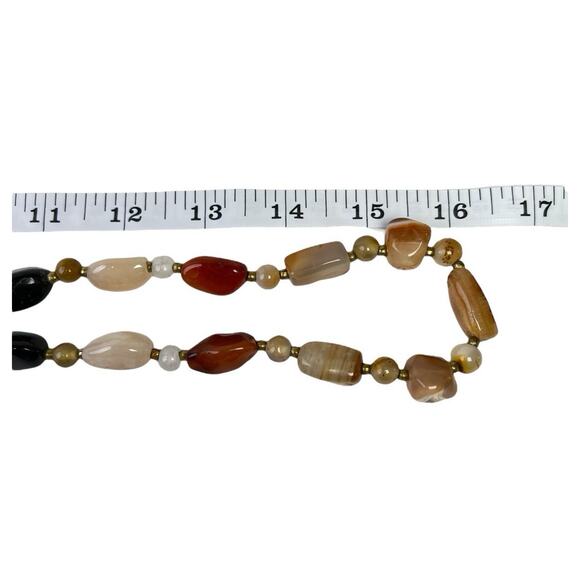 Vintage Necklace Polished Smooth Natural Stones Beggar Beads 1960s Barrel Clasp - Picture 11 of 14